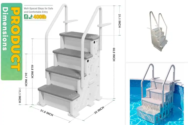 Detailed view of Best Pool Steps for Safe & Stylish Swimming